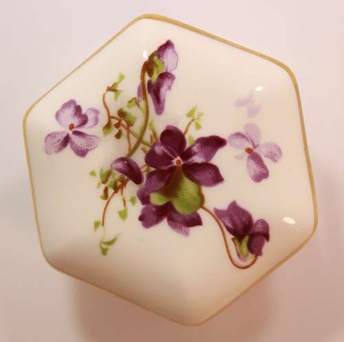 Hammersley Bone China Hexagonal Small Trinket Bowl with Lid