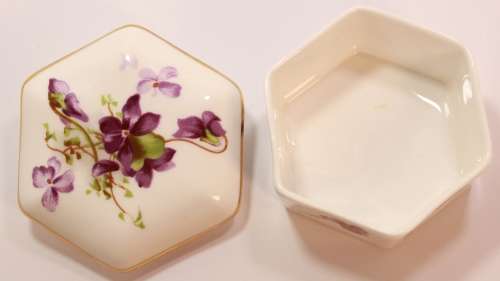 Hammersley Bone China Hexagonal Small Trinket Bowl with Lid