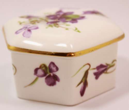 Hammersley Bone China Hexagonal Small Trinket Bowl with Lid