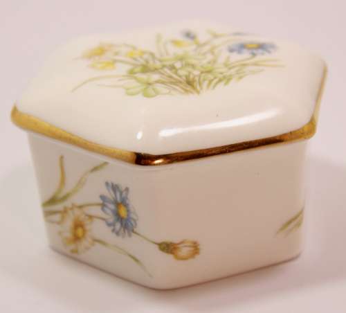 Hammersley Bone China Hexagonal Small Trinket Bowl with Lid