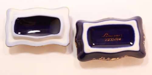 Small Limoges Trinket Box with Lid Cobalt Blue and 22Carat Gold Decoration
