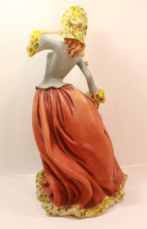 Statuesque Lady with Bonnet and Fan Figurine