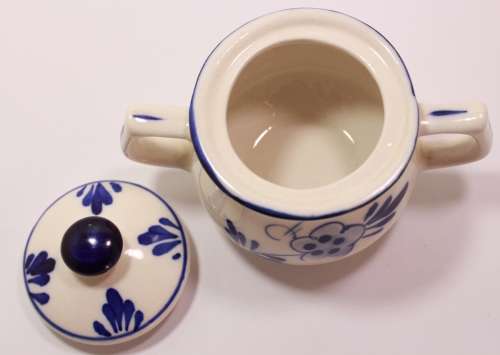 Pair of Delft Porcelain Ornaments, Ashtray and Small Jampot