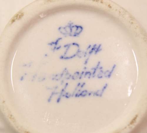 Pair of Delft Porcelain Ornaments, Ashtray and Small Jampot