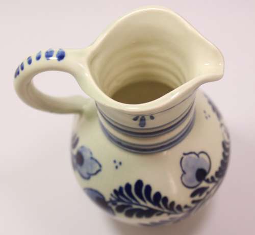 Pair Of Vintage Delft Porcelain Ornaments, Water Pitcher and Fruit Basket