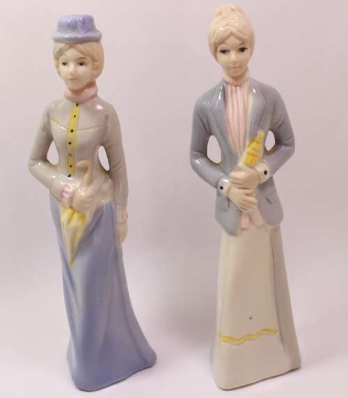 Pair of Porcelain Figurines, Ladies In Their Finery
