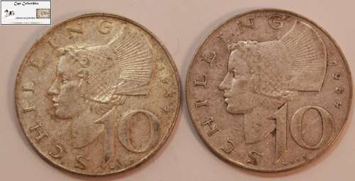 Austria 2 x 1957 10 Schilling  (Two Coins) Circulated