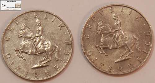 Austria 1969 and 1975 5 Schilling (Two Coins) Circulated