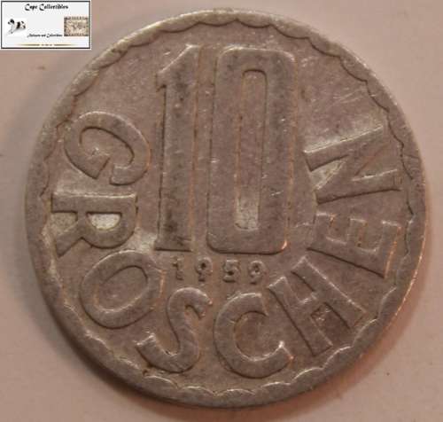 Austria 1959 10 Groschen Coin Circulated