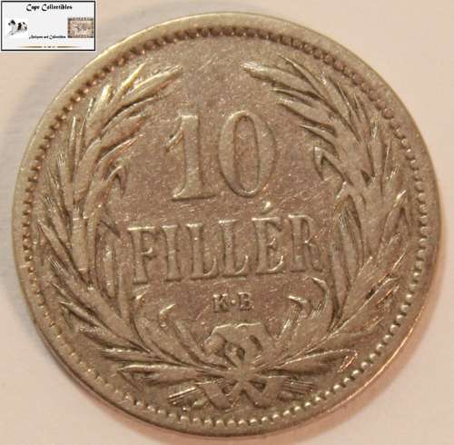 Hungary 1893 10 Filler Coin Circulated