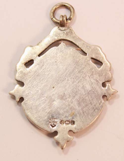 Vintage 1930 Uxbridge and District Football League Junior Cup Fob Medal Sterling Silver F
