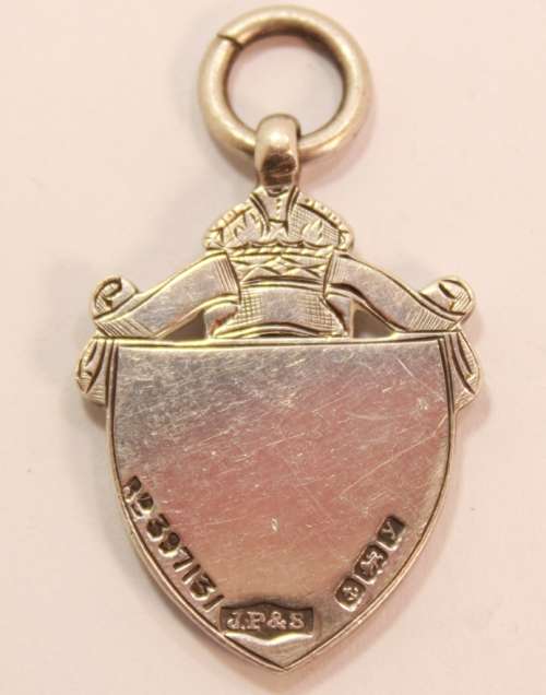 Antique 1923 Sterling Silver and Gold Fob Medal - Blank Shield - With Hallmarks