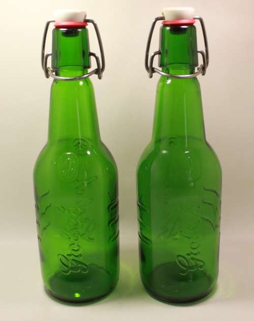 Two Grolsch Porcelain Swing Top Glass Bottles 450m