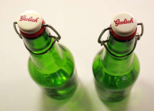 Two Grolsch Porcelain Swing Top Glass Bottles 450m