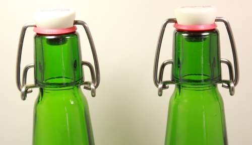 Two Grolsch Porcelain Swing Top Glass Bottles 450m