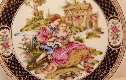 Water Mill and Lovers Decorative Wall Plate by BWA Japan