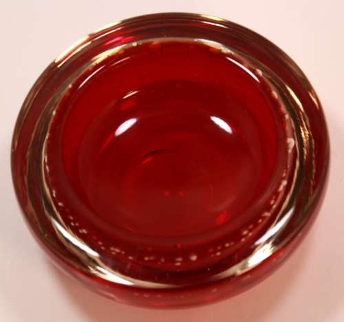 Red Goblet and Small Red Bowl Bubble or Bolle Glass