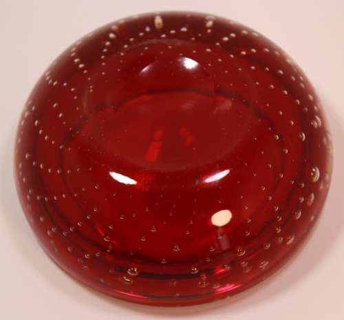 Red Goblet and Small Red Bowl Bubble or Bolle Glass