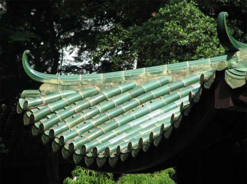 `Building: Single Eave Chinese Hip Roof Rounded Tile` Original Digital  Download Stock Photo