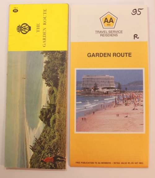 Two Vintage Folded AA Road Maps, Garden Route 1995 and The Garden Route 1972