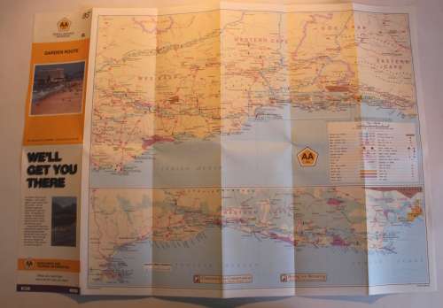 Two Vintage Folded AA Road Maps, Garden Route 1995 and The Garden Route 1972