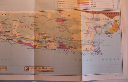 Two Vintage Folded AA Road Maps, Garden Route 1995 and The Garden Route 1972