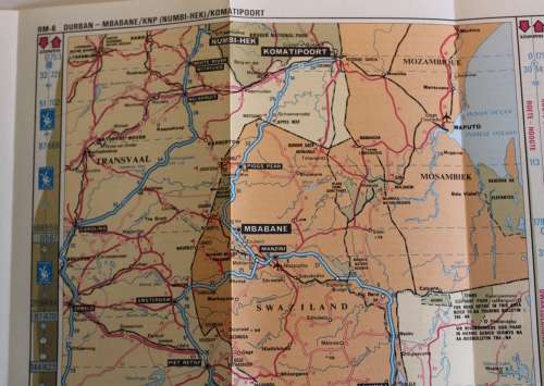 Two Vintage Folded AA Road Maps, Durban to KNP & Mbabane 1992 & PTA-JNB-DBN 1993.