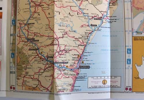 Two Vintage Folded AA Road Maps, Durban to KNP & Mbabane 1992 & PTA-JNB-DBN 1993.