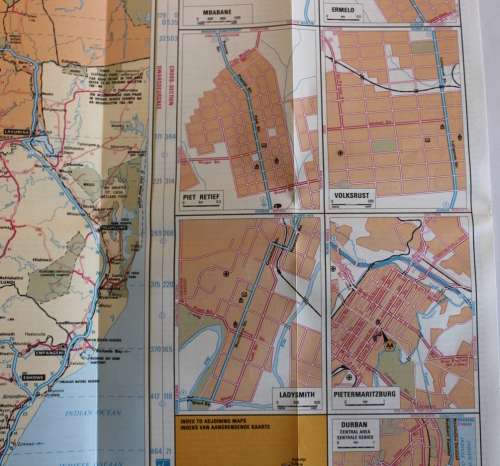 Two Vintage Folded AA Road Maps, Durban to KNP & Mbabane 1992 & PTA-JNB-DBN 1993.
