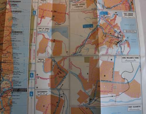 Three Vintage Folded AA Road Maps Durban to EL/PE 1993, Beaufort West to PE, 1995, Port Elizabeth 97