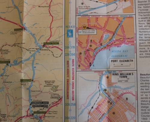 Three Vintage Folded AA Road Maps Durban to EL/PE 1993, Beaufort West to PE, 1995, Port Elizabeth 97