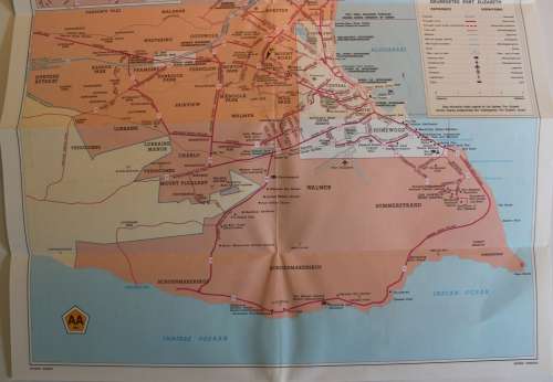 Three Vintage Folded AA Road Maps Durban to EL/PE 1993, Beaufort West to PE, 1995, Port Elizabeth 97