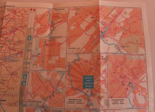 Two Vintage Folded AA Road Maps Pretoria to Upington 1994 & Pretoria to Bloemfontein 1995