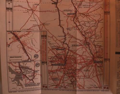 3 x Vintage Folded AA Maps Pretoria-Gaborone `90, Pretoria-Bloemfontein `92, PTA-Richards Bay `93
