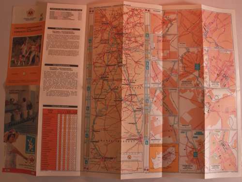 3 x Vintage Folded AA Maps Pretoria-Gaborone `90, Pretoria-Bloemfontein `92, PTA-Richards Bay `93