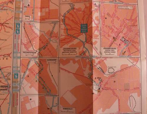 3 x Vintage Folded AA Maps Pretoria-Gaborone `90, Pretoria-Bloemfontein `92, PTA-Richards Bay `93