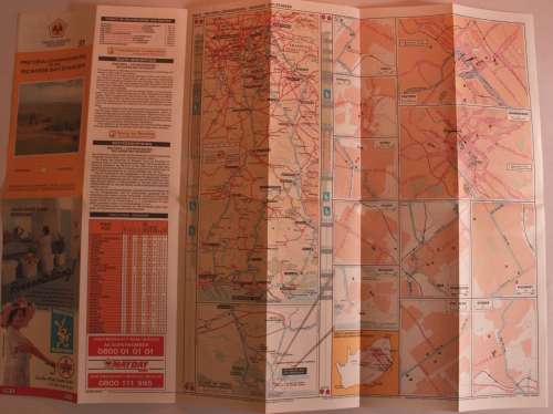 3 x Vintage Folded AA Maps Pretoria-Gaborone `90, Pretoria-Bloemfontein `92, PTA-Richards Bay `93