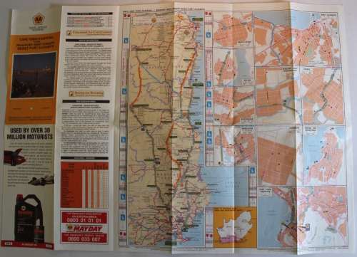 3 x Vintage Folded AA Maps CPT-Beaufort West-PE `97, PE-Upington `93, Kimberley-PE `96