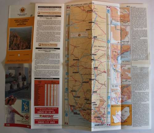 3 x Vintage Folded AA Maps CPT-Beaufort West-PE `97, PE-Upington `93, Kimberley-PE `96