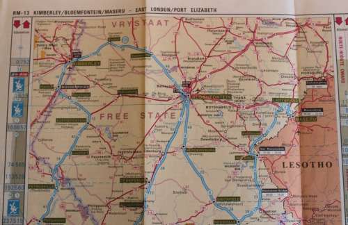3 x Vintage Folded AA Maps CPT-Beaufort West-PE `97, PE-Upington `93, Kimberley-PE `96