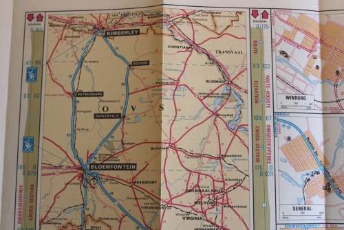 3 x Vintage Folded AA Maps Kimberley-Maseru/Durban `91, PTA/JNB-Durban `92, Durban-EL/PE `91