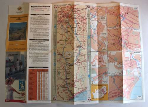 3 x Vintage Folded AA Maps Kimberley-Maseru/Durban `91, PTA/JNB-Durban `92, Durban-EL/PE `91