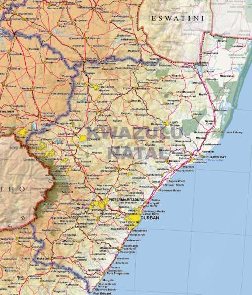 South Africa Provincial Political and Physical Wall Map Centenary Edition 2020 Digital Download