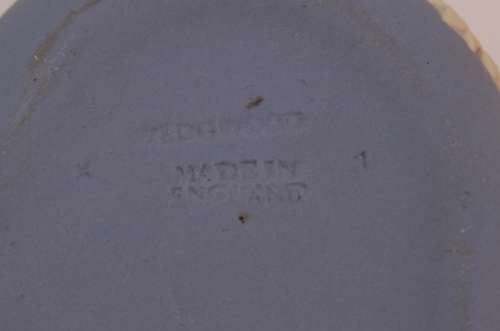 Wedgwood Blue Jasperware Heart Shaped Trinket Box `Maiden with Harp` with Lid