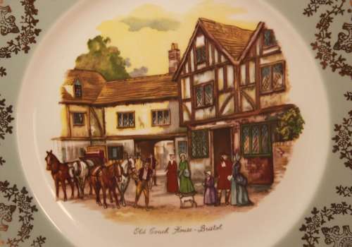 Vintage Liverpool Rd Pottery `Old Coach House - Bristol` Porcelain Plate
