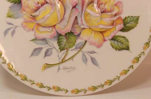 Vintage Crown Staffordshire Plaque First Edition `Peace Rose` JA Bailey Fine Bone China Plate.