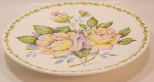 Vintage Crown Staffordshire Plaque First Edition `Peace Rose` JA Bailey Fine Bone China Plate.