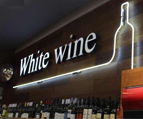 `White Wine In Stock Neon Sign` Original Digital Download Stock Photo