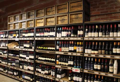 `Red Wines On Display Shelf` Original Digital Download Stock Photo