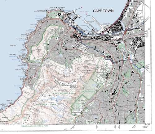 1:50 000 Topographical Map of Cape Town 3318CD Poster Print